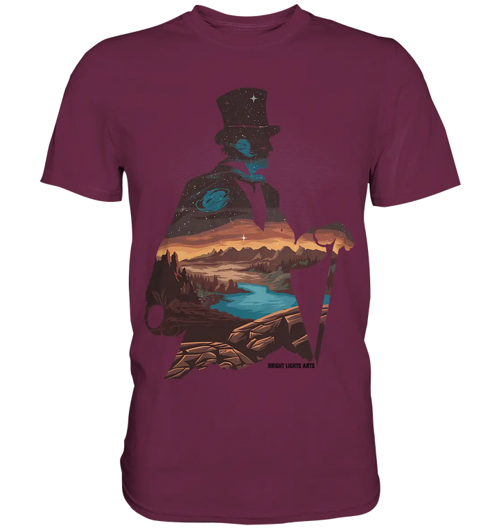 Time Traveler im Zylinderhut  - Premium Shirt Bright Lights Arts