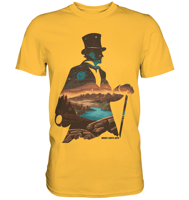 Time Traveler im Zylinderhut  - Premium Shirt Bright Lights Arts