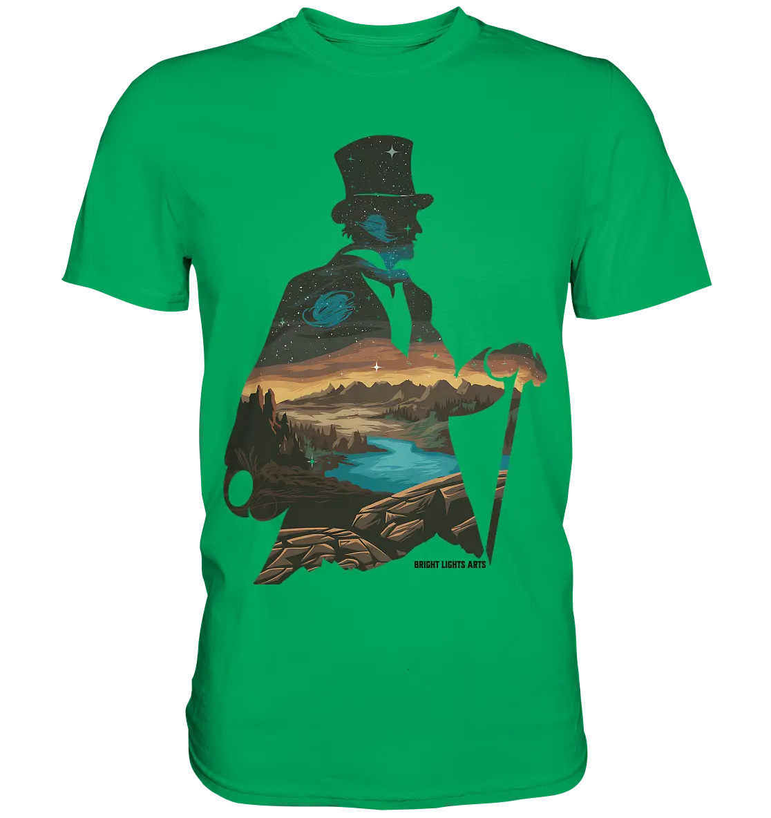 Time Traveler im Zylinderhut  - Premium Shirt Bright Lights Arts