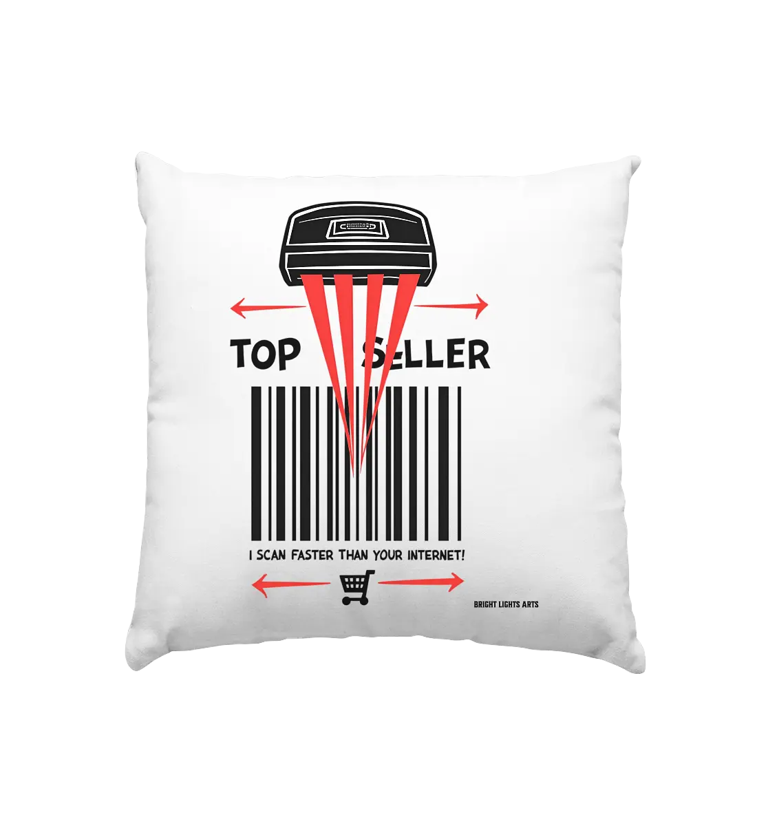 Top Seller Barcode Scanner mit witzigem Spruch Ich scanne schneller als dein Internet - Kissen 40x40cm Bright Lights Arts