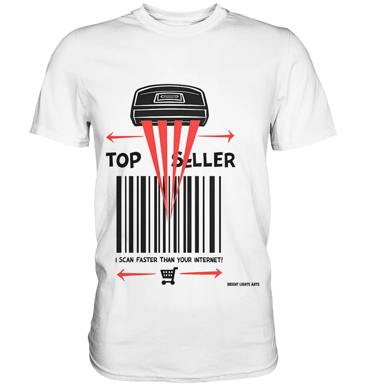 Top Seller Barcode Scanner mit witzigem Spruch Ich scanne schneller als dein Internet - Premium Shirt Bright Lights Arts