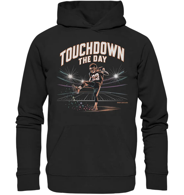 Touchdown the Day – Football & Triumph - Organic Hoodie Bright Lights Arts