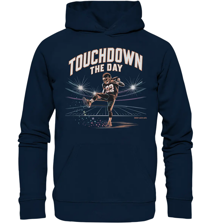 Touchdown the Day – Football & Triumph - Organic Hoodie Bright Lights Arts