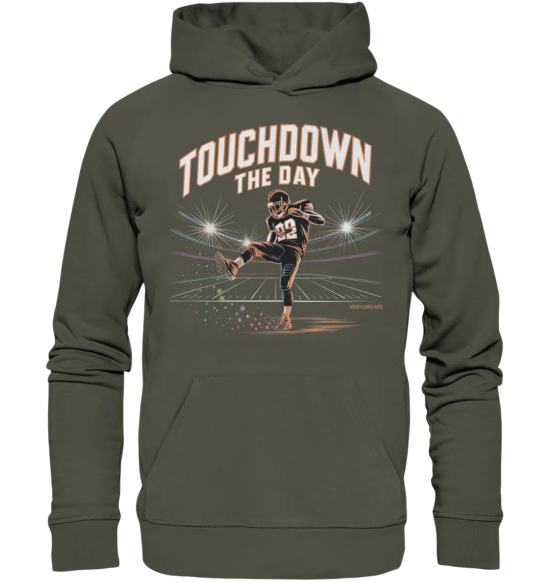 Touchdown the Day – Football & Triumph - Organic Hoodie Bright Lights Arts
