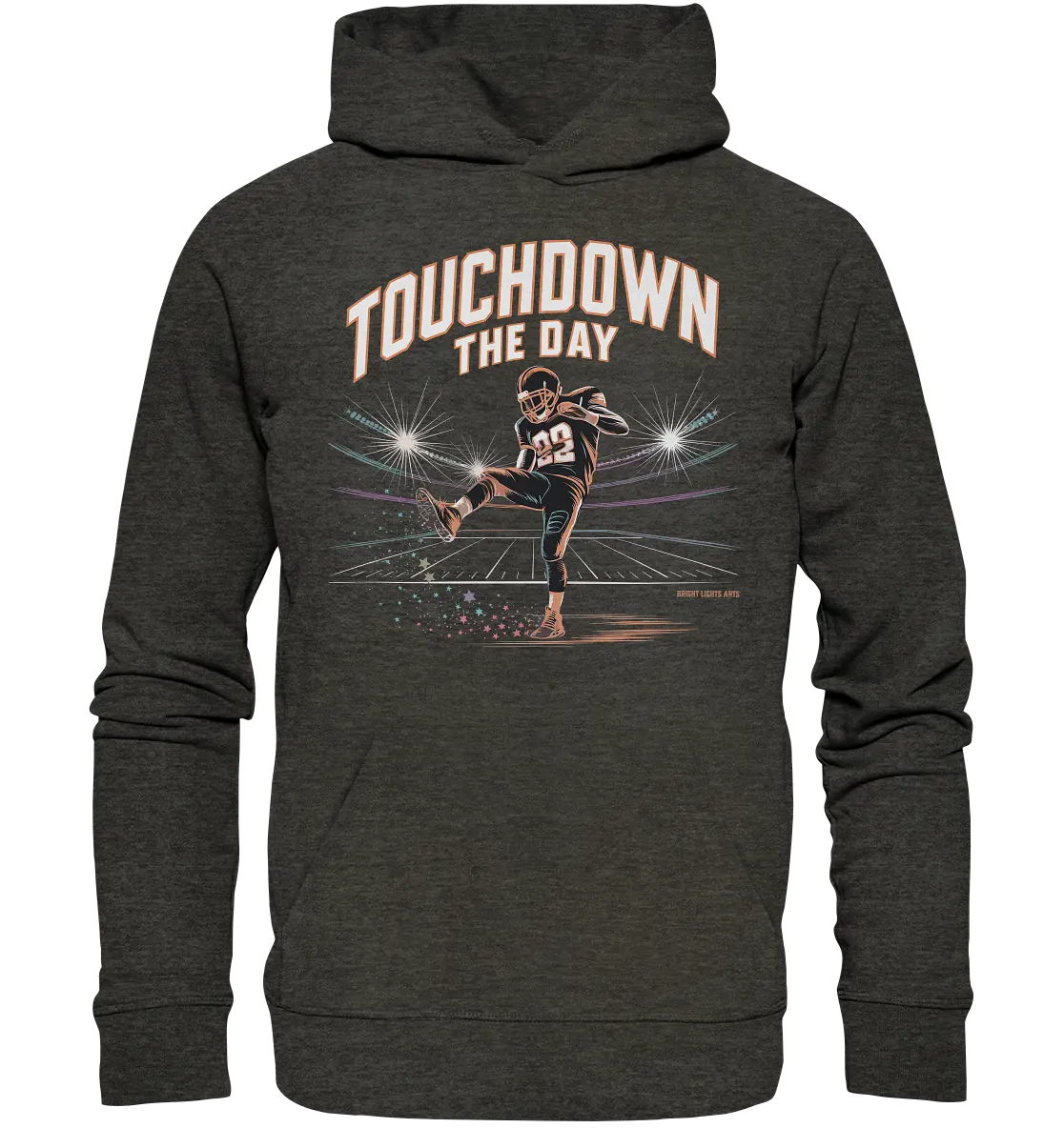 Touchdown the Day – Football & Triumph - Organic Hoodie Bright Lights Arts