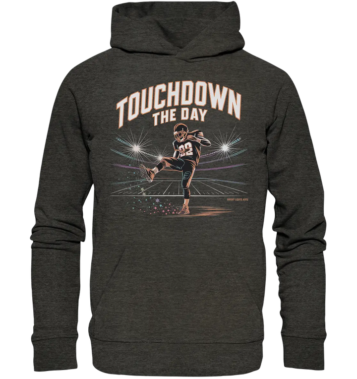 Touchdown the Day – Football & Triumph - Organic Hoodie Bright Lights Arts
