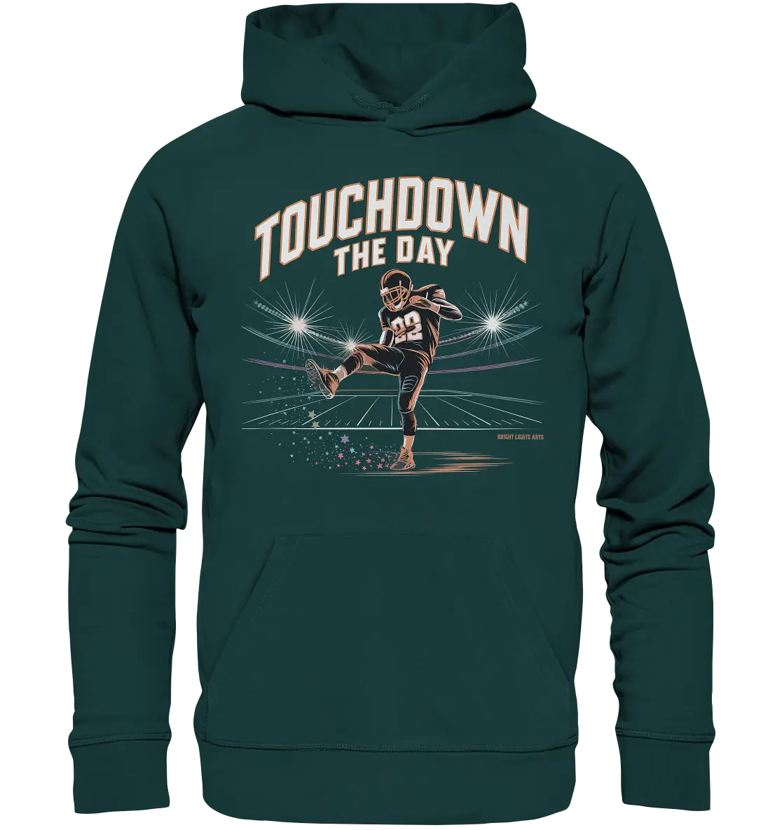 Touchdown the Day – Football & Triumph - Organic Hoodie Bright Lights Arts