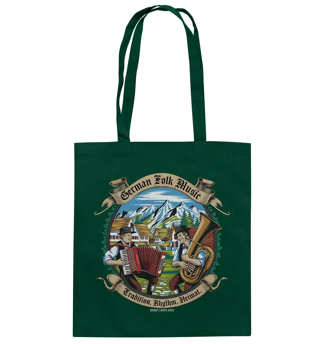 Traditionelle Klänge – Musikanten in den Alpen - Baumwolltasche Bright Lights Arts