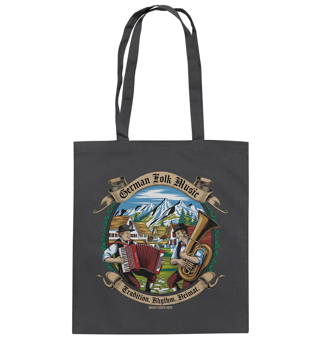 Traditionelle Klänge – Musikanten in den Alpen - Baumwolltasche Bright Lights Arts