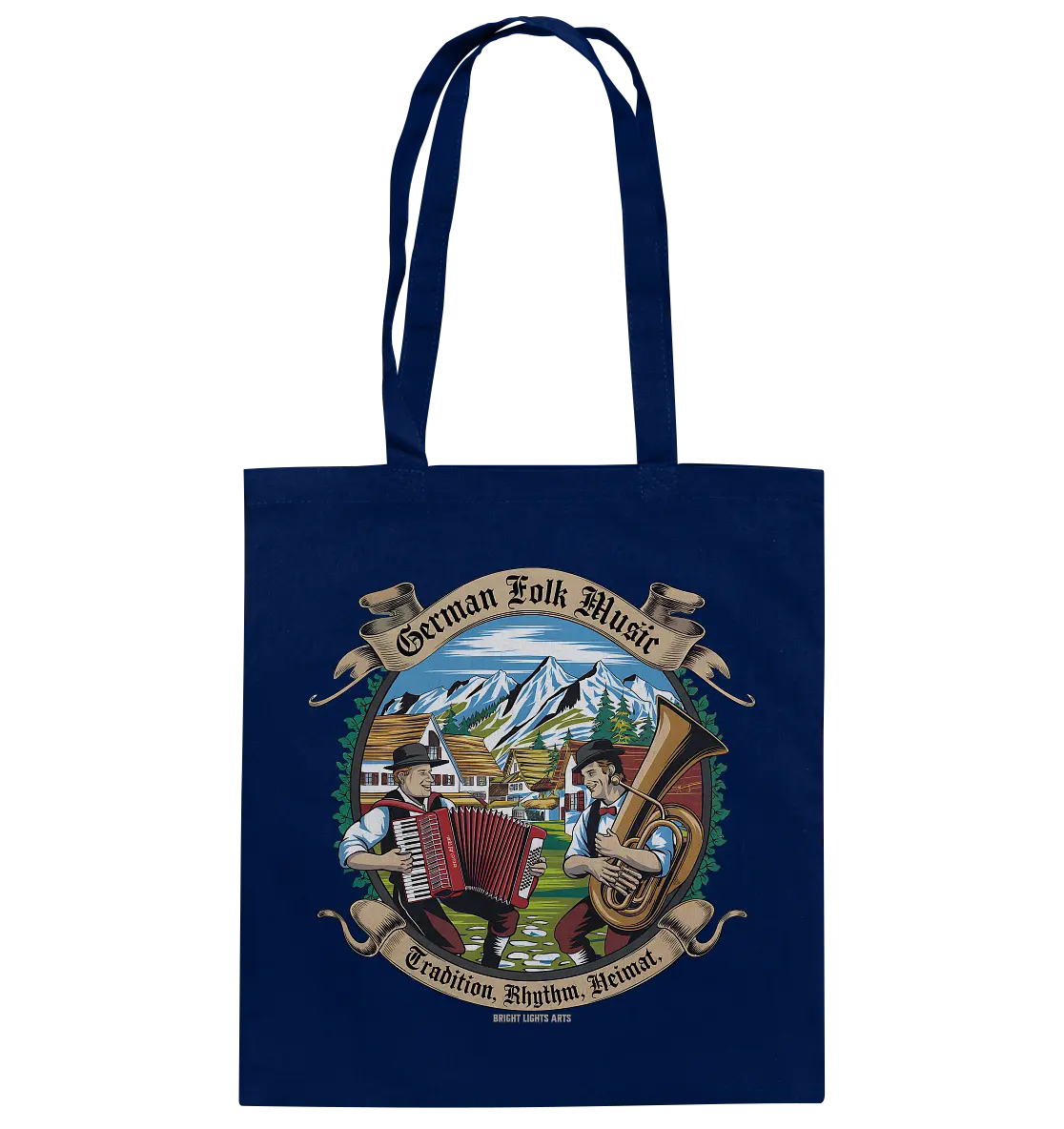 Traditionelle Klänge – Musikanten in den Alpen - Baumwolltasche Bright Lights Arts