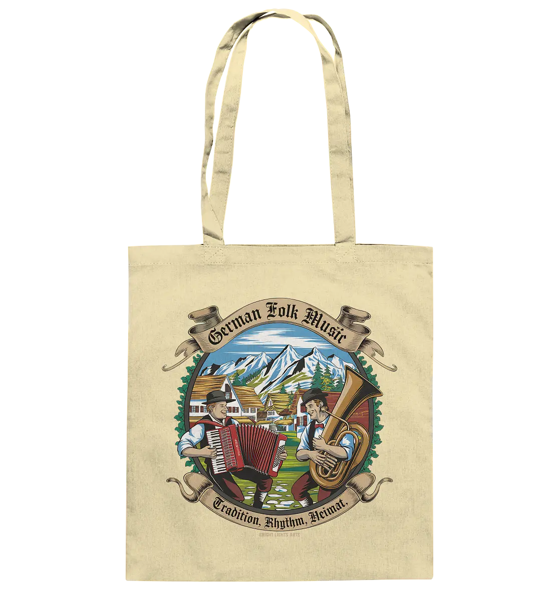 Traditionelle Klänge – Musikanten in den Alpen - Baumwolltasche Bright Lights Arts
