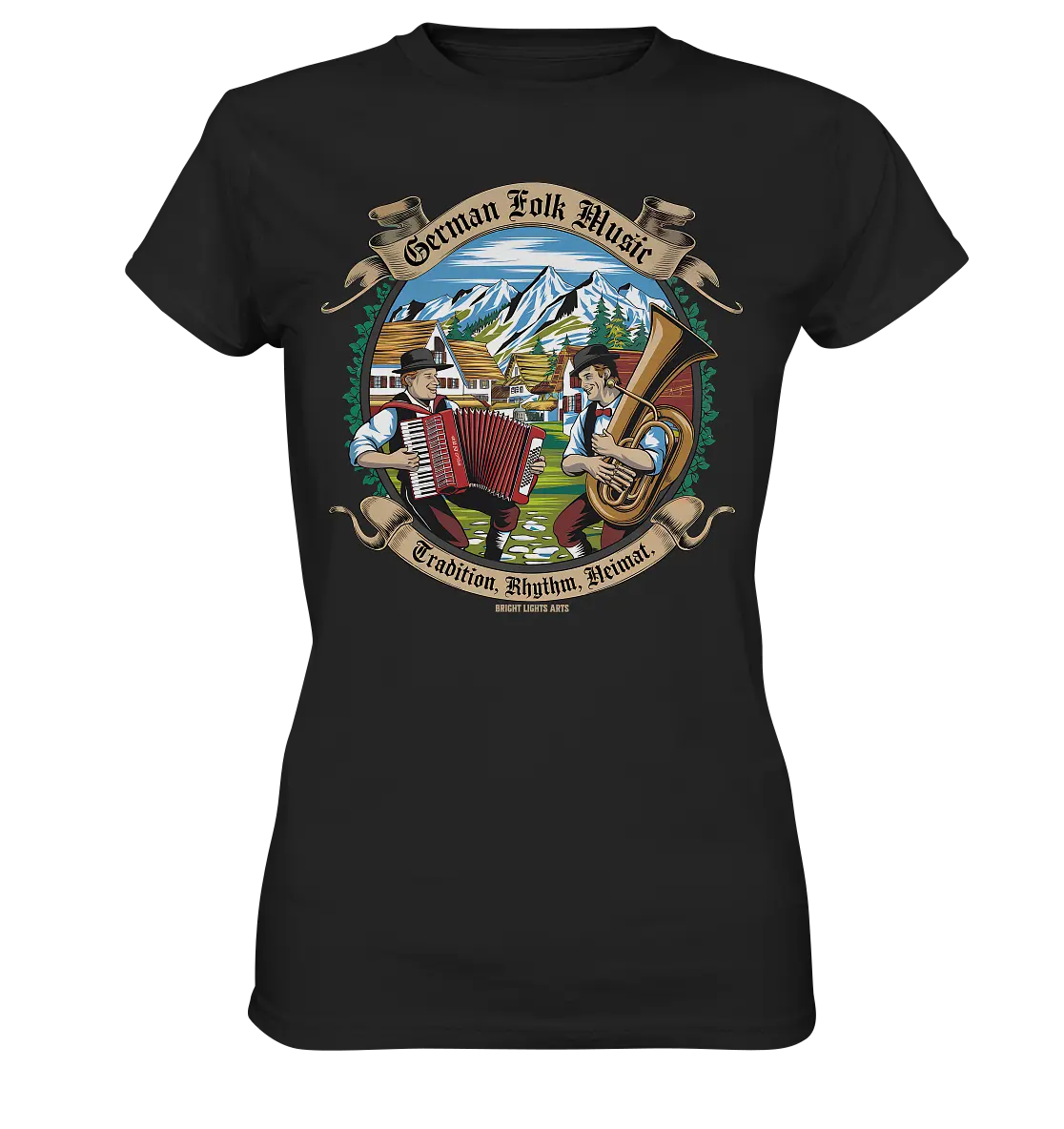 Traditionelle Klänge – Musikanten in den Alpen - Ladies Premium Shirt Bright Lights Arts