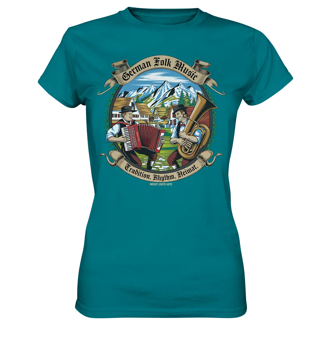 Traditionelle Klänge – Musikanten in den Alpen - Ladies Premium Shirt Bright Lights Arts