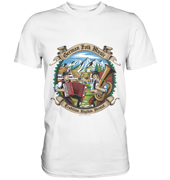 Traditionelle Klänge – Musikanten in den Alpen - Premium Shirt Bright Lights Arts