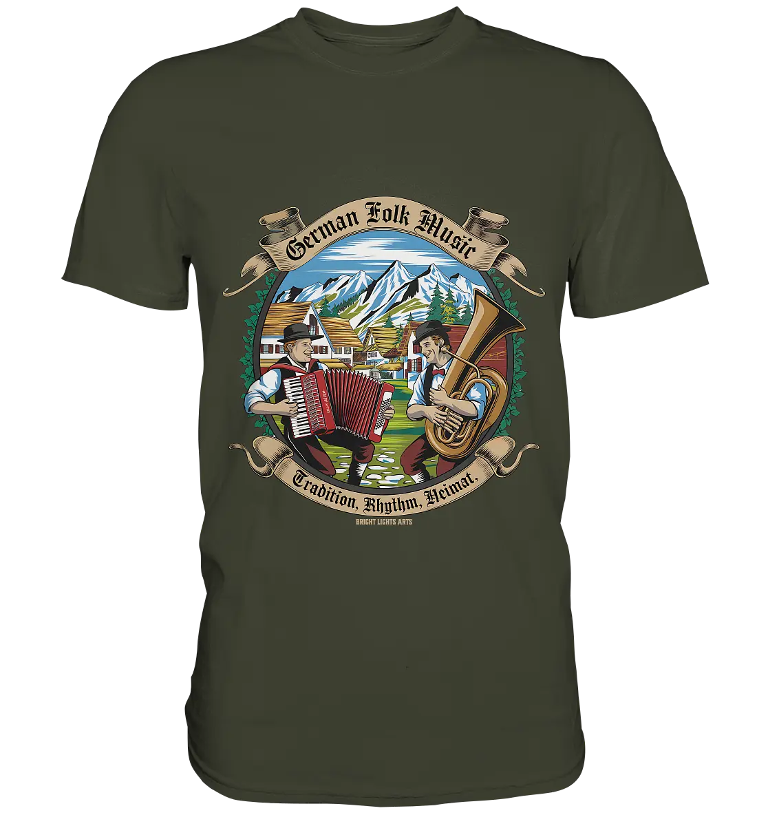 Traditionelle Klänge – Musikanten in den Alpen - Premium Shirt Bright Lights Arts
