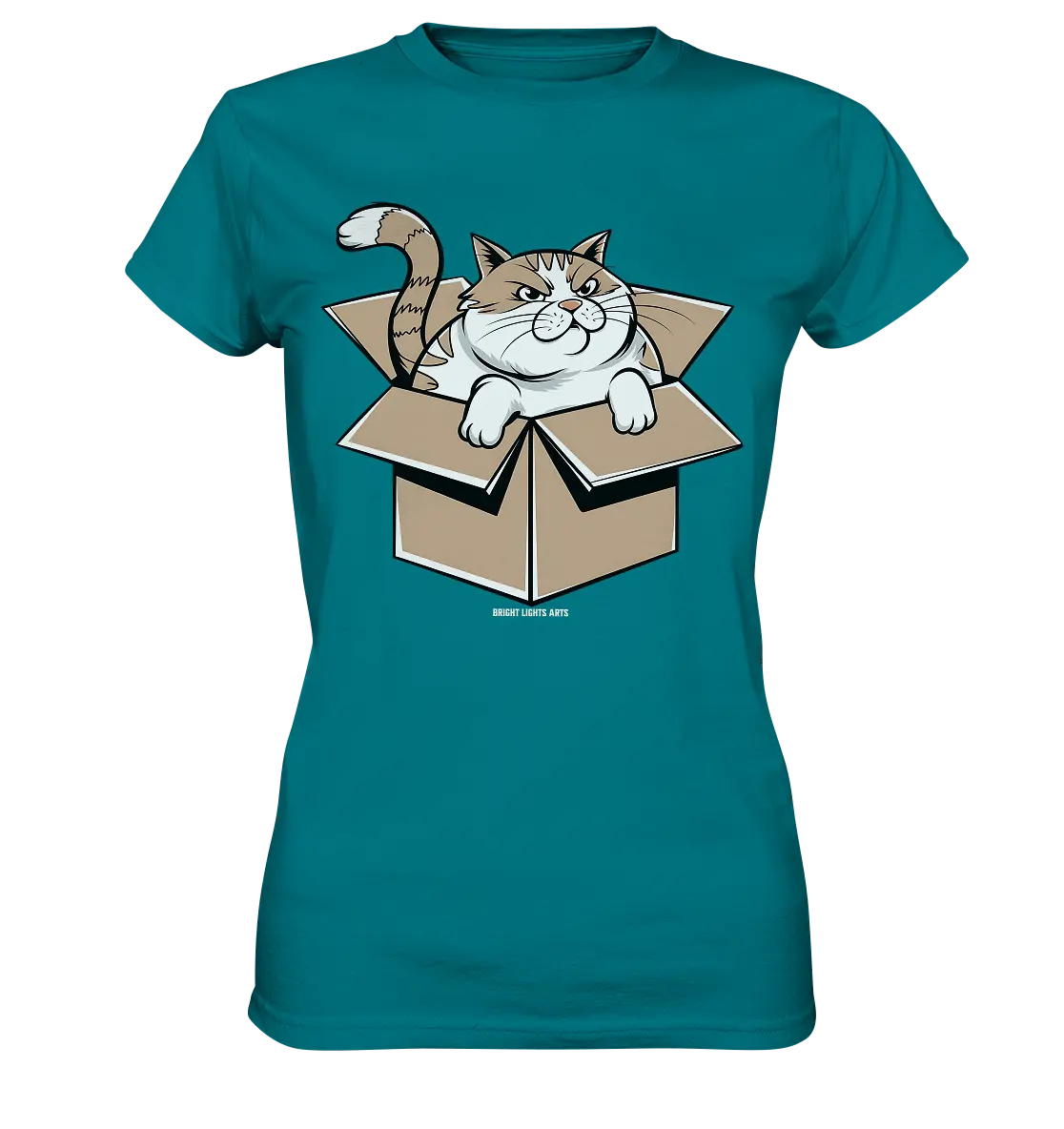 Verärgerter Kater in Kartonschachtel - Ladies Premium Shirt Bright Lights Arts
