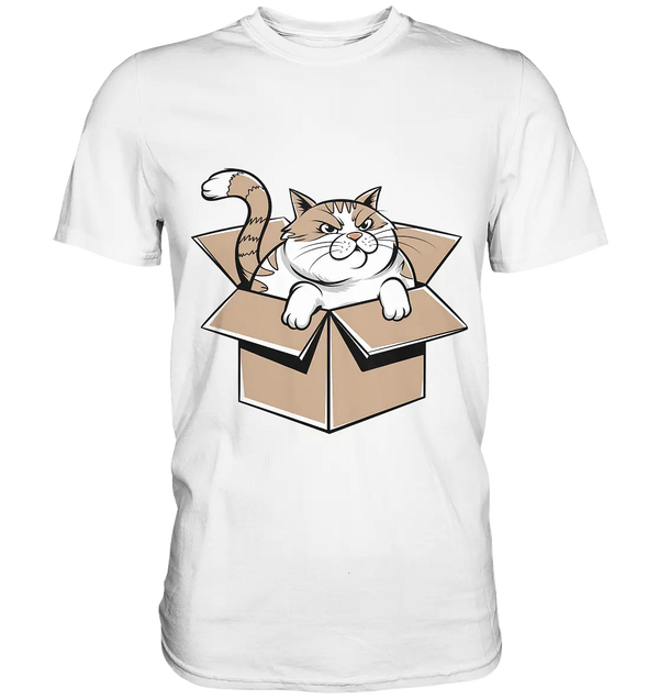 Verärgerter Kater in Kartonschachtel - Premium Shirt Bright Lights Arts