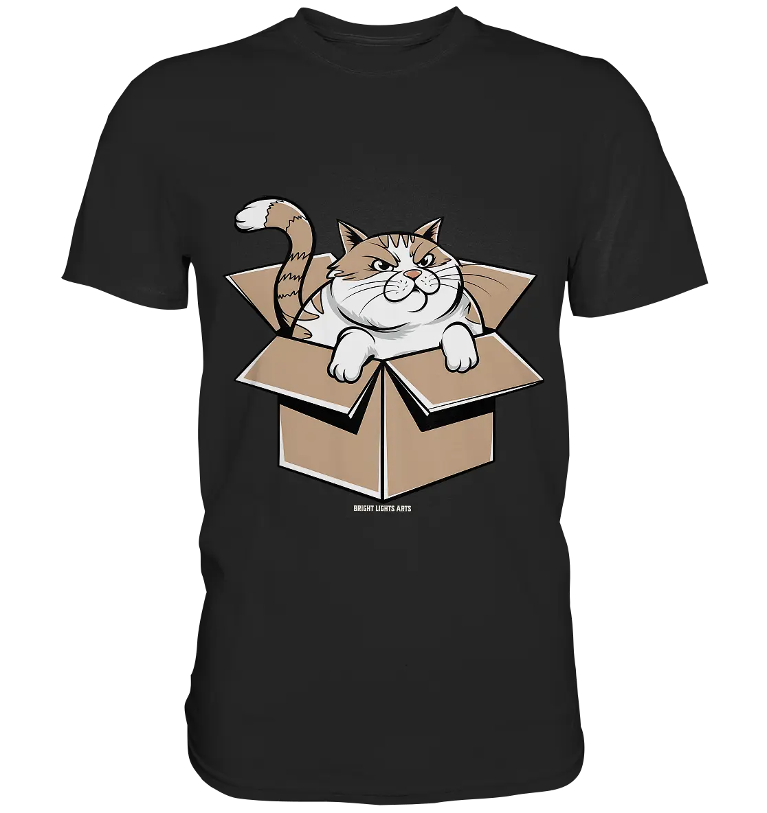 Verärgerter Kater in Kartonschachtel - Premium Shirt Bright Lights Arts