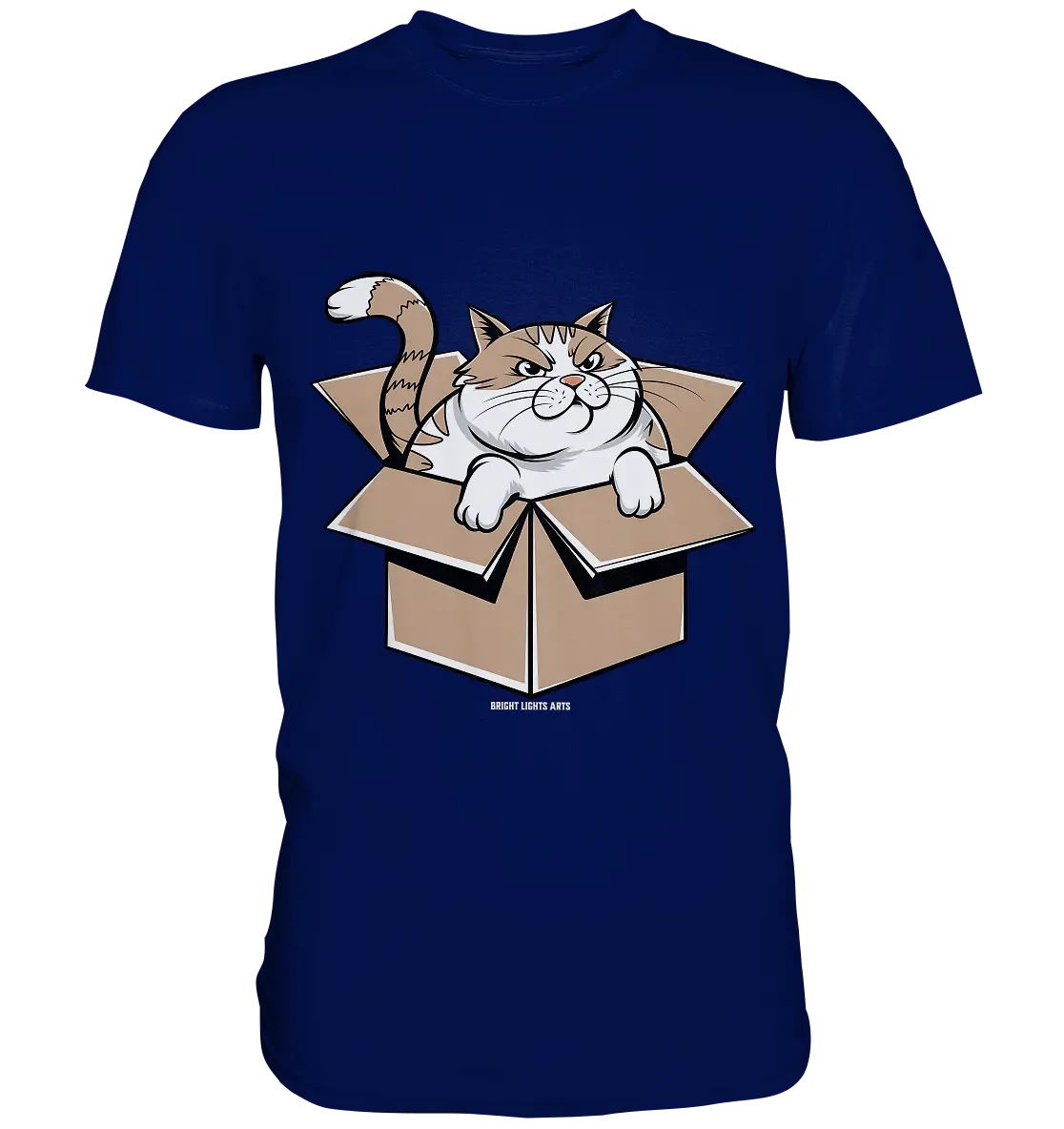 Verärgerter Kater in Kartonschachtel - Premium Shirt Bright Lights Arts