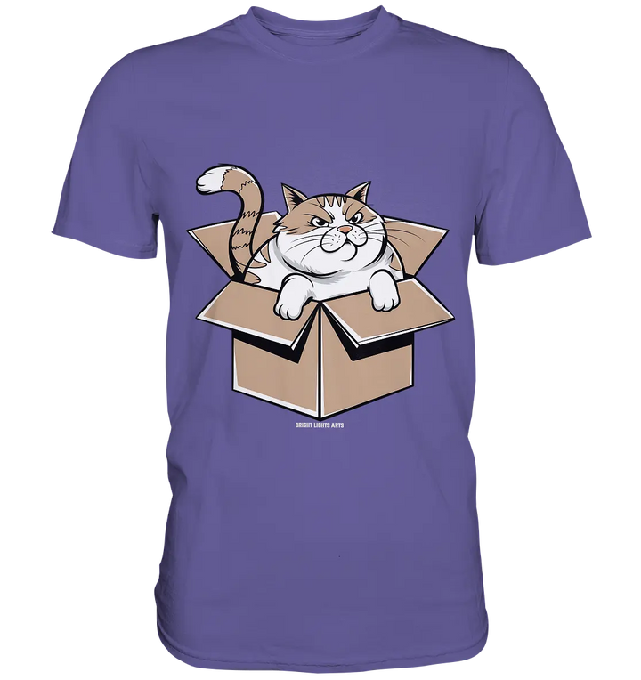 Verärgerter Kater in Kartonschachtel - Premium Shirt Bright Lights Arts