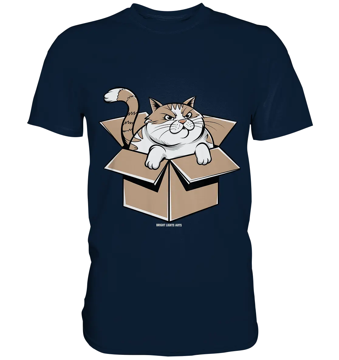 Verärgerter Kater in Kartonschachtel - Premium Shirt Bright Lights Arts