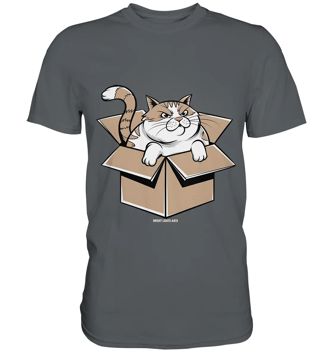 Verärgerter Kater in Kartonschachtel - Premium Shirt Bright Lights Arts