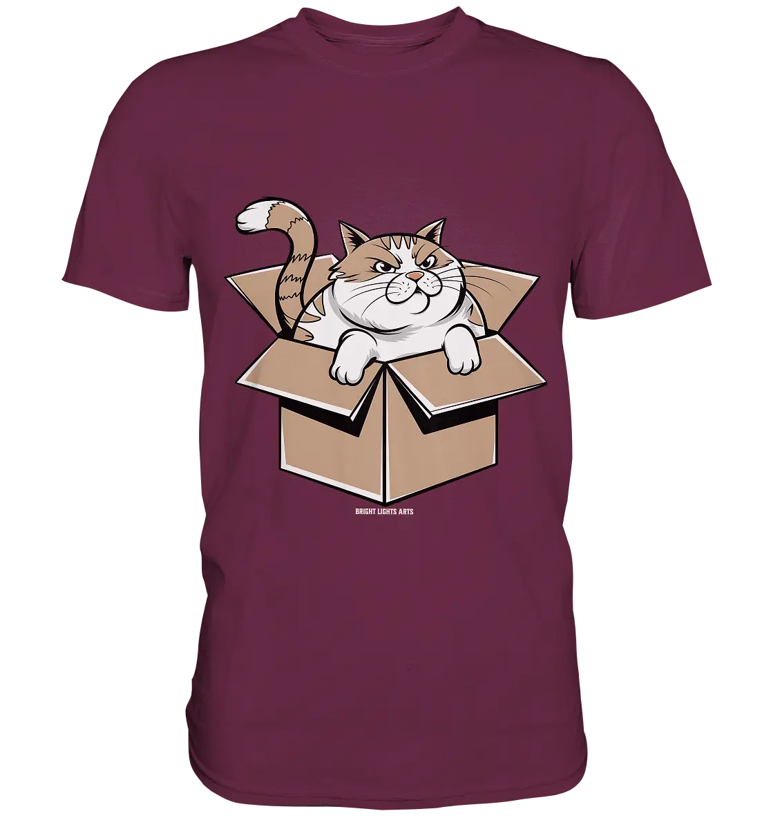 Verärgerter Kater in Kartonschachtel - Premium Shirt Bright Lights Arts