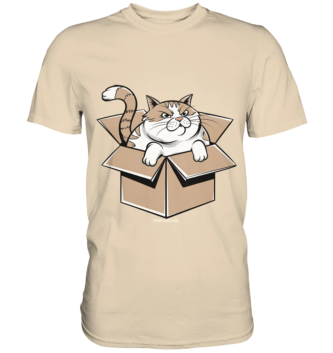 Verärgerter Kater in Kartonschachtel - Premium Shirt Bright Lights Arts
