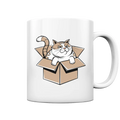 Verärgerter Kater in Kartonschachtel - Tasse glossy Bright Lights Arts