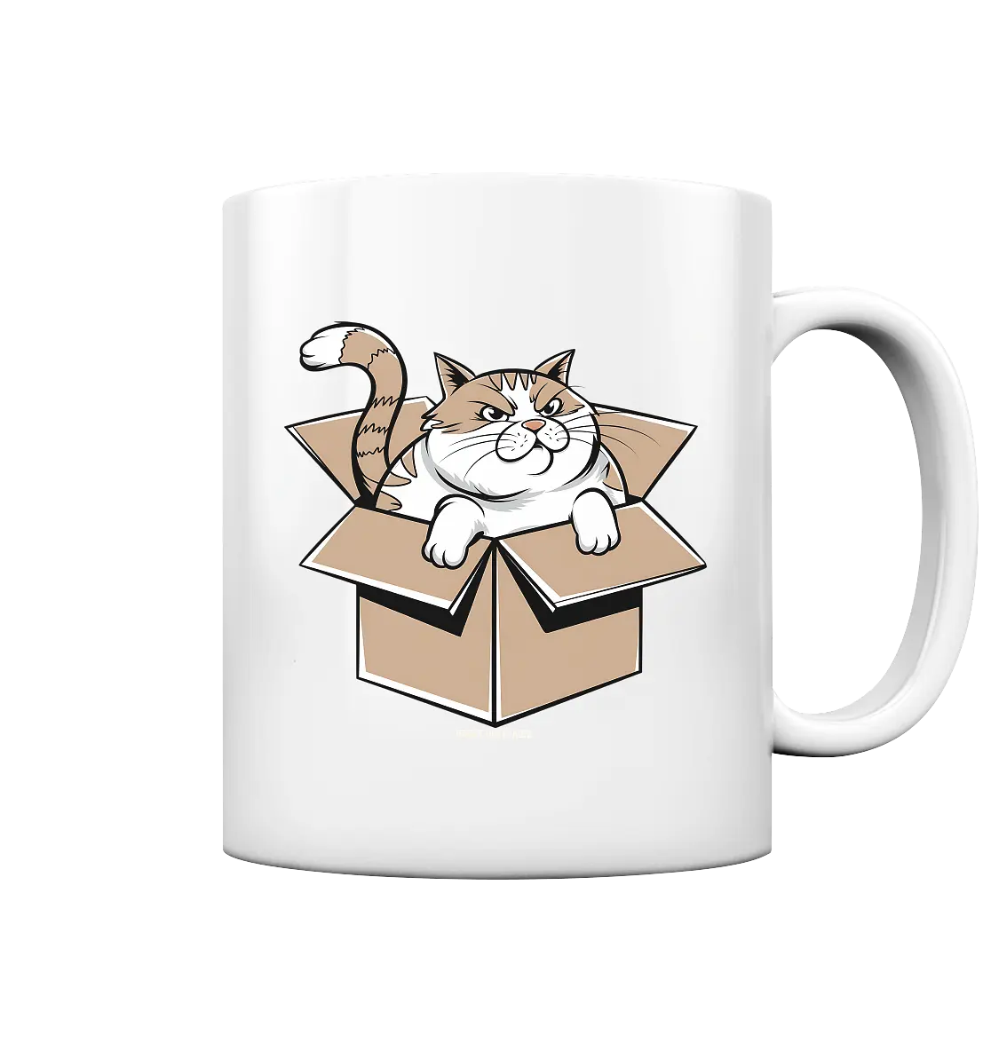 Verärgerter Kater in Kartonschachtel - Tasse glossy Bright Lights Arts