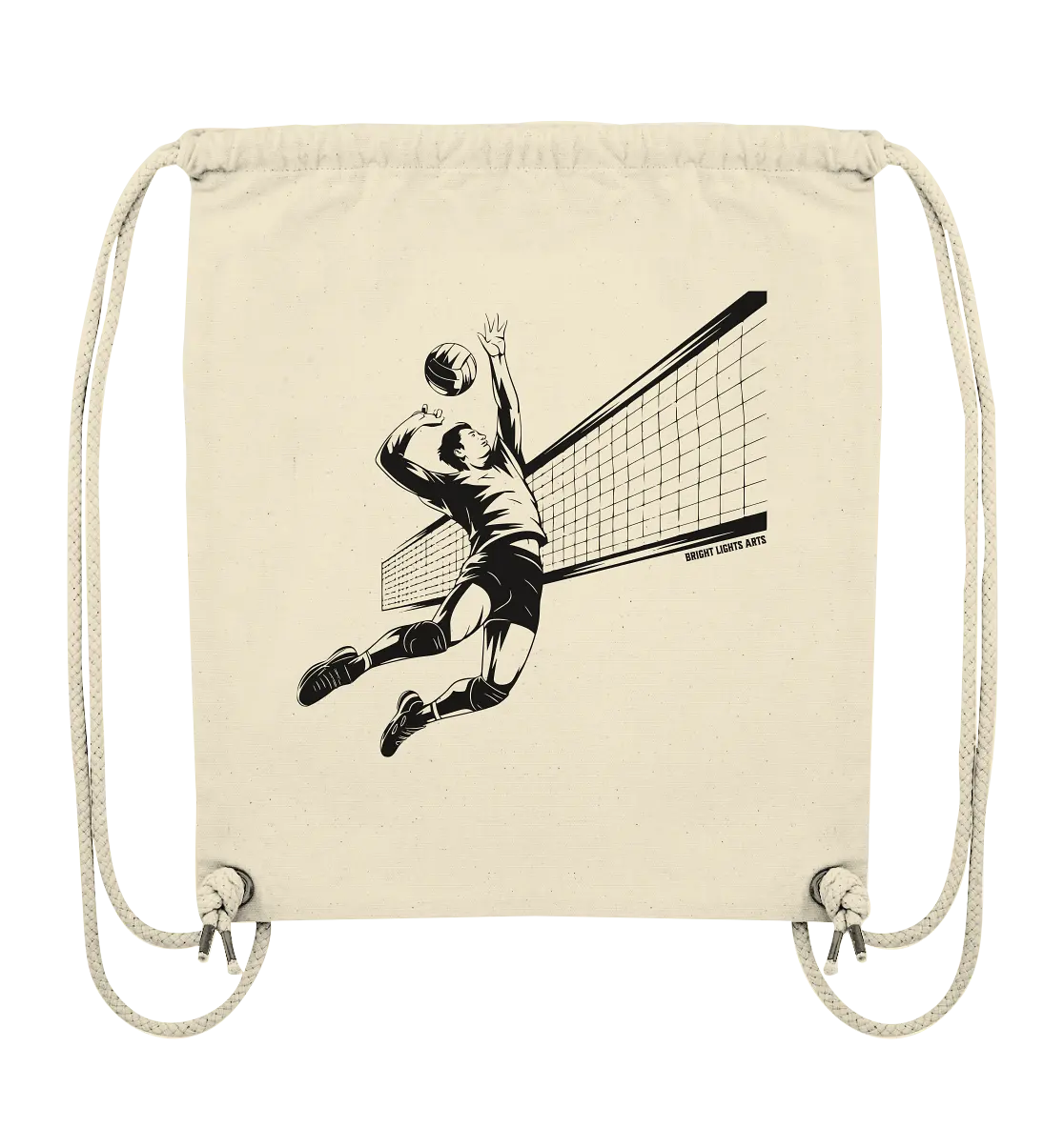 Volleyball-Silhouette Action-Mann - Organic Gym-Bag Bright Lights Arts
