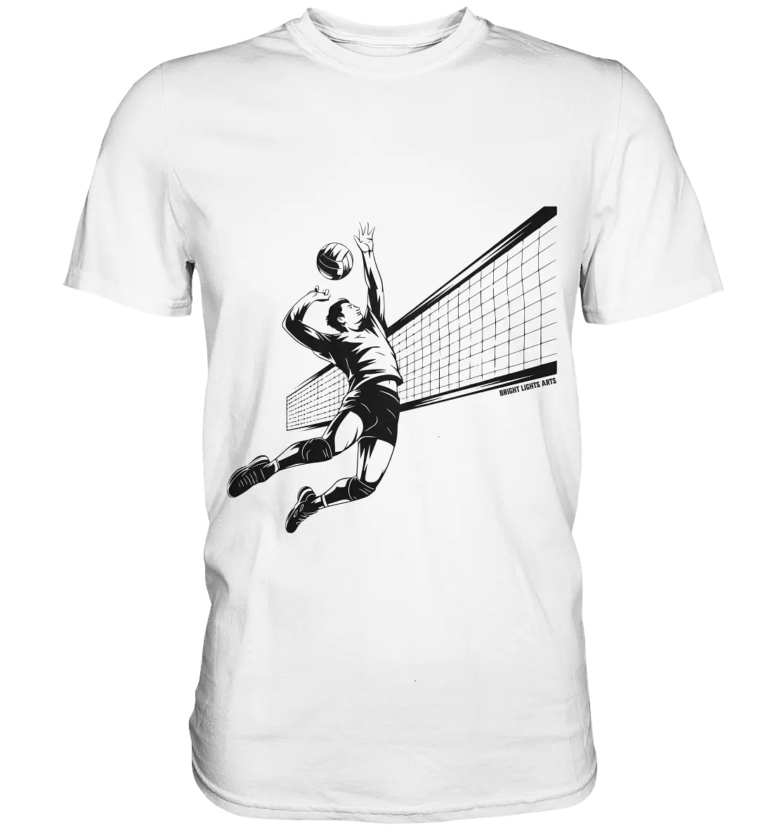 Volleyball-Silhouette Action-Mann - Premium Shirt Bright Lights Arts