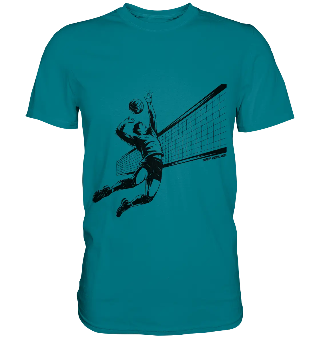 Volleyball-Silhouette Action-Mann - Premium Shirt Bright Lights Arts