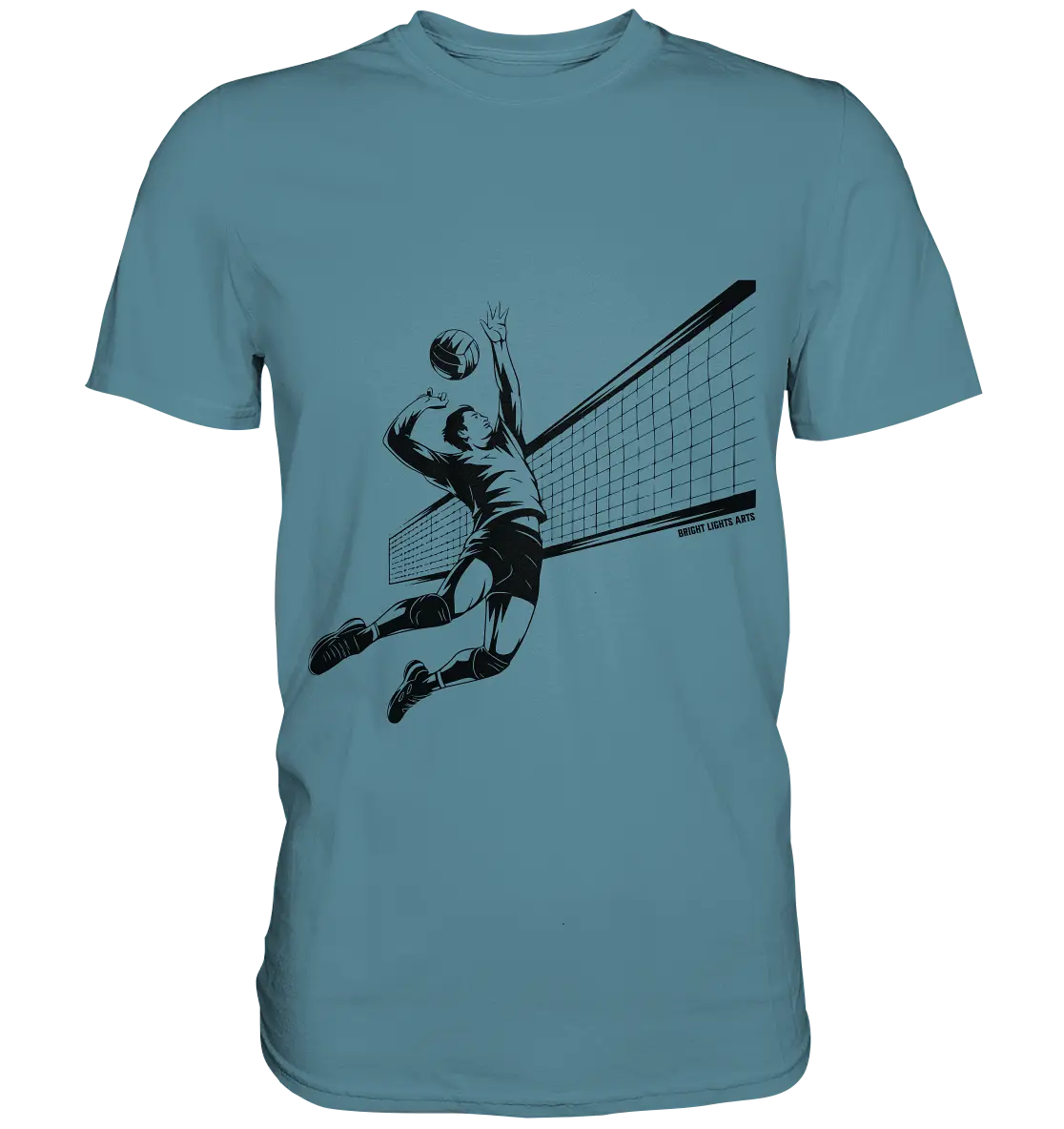 Volleyball-Silhouette Action-Mann - Premium Shirt Bright Lights Arts