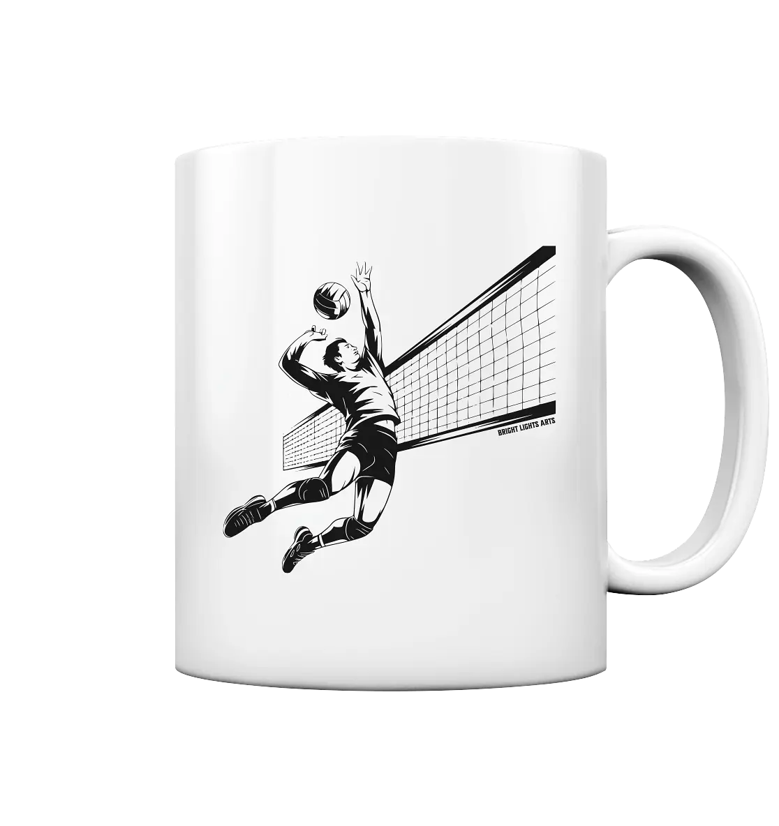 Volleyball-Silhouette Action-Mann - Tasse glossy Bright Lights Arts