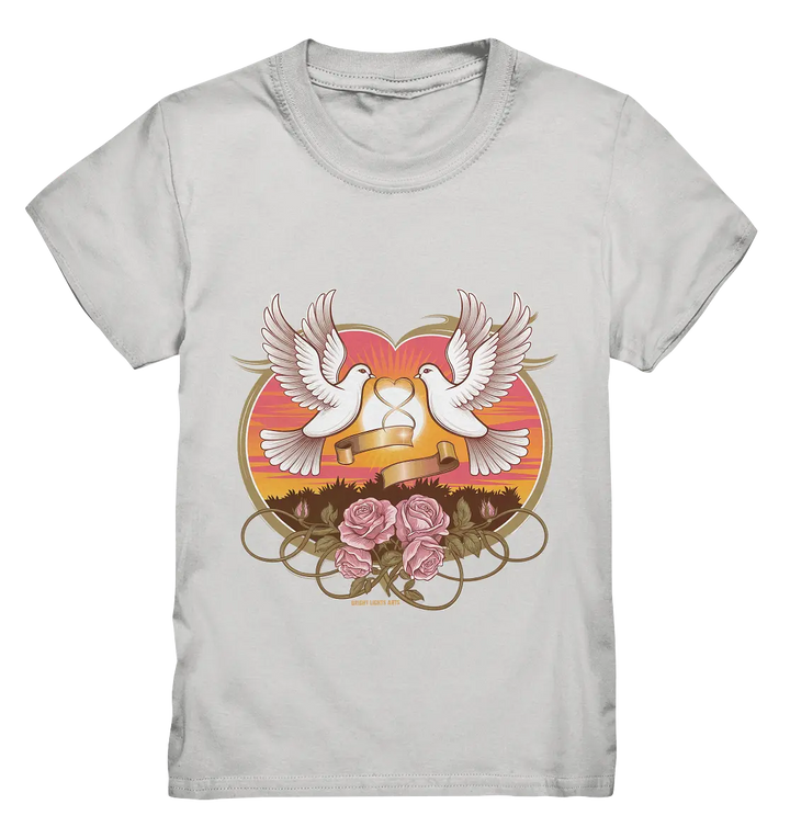 Wahre Liebe - Tauben und Rosen Symbol der Romantik - Kids Premium Shirt Bright Lights Arts