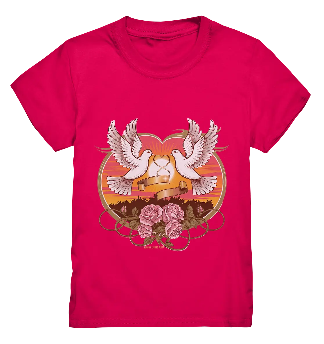 Wahre Liebe - Tauben und Rosen Symbol der Romantik - Kids Premium Shirt Bright Lights Arts