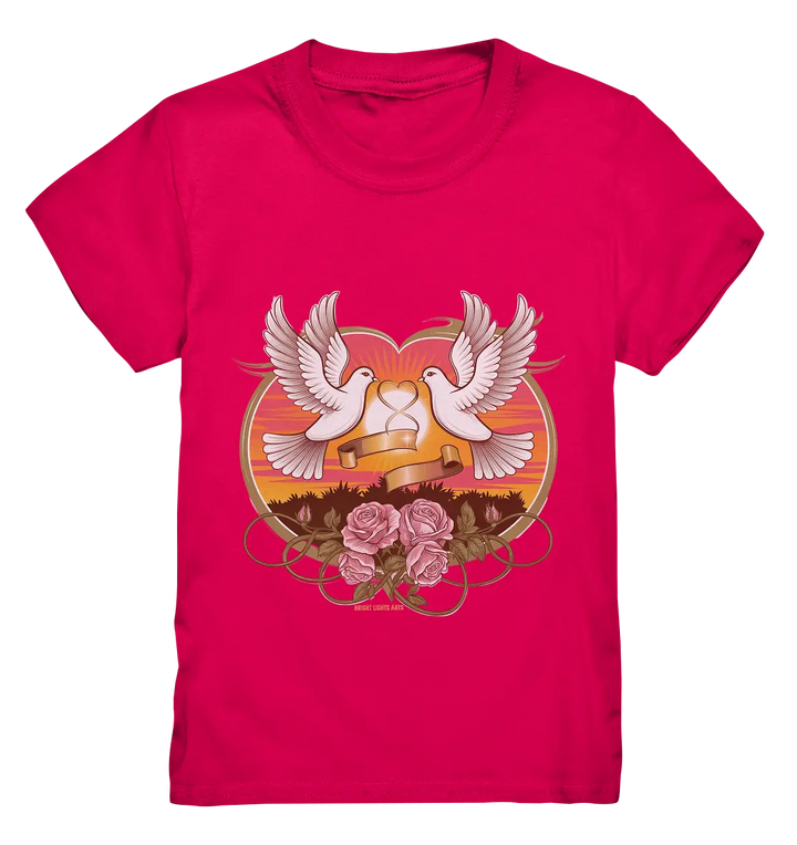 Wahre Liebe - Tauben und Rosen Symbol der Romantik - Kids Premium Shirt Bright Lights Arts