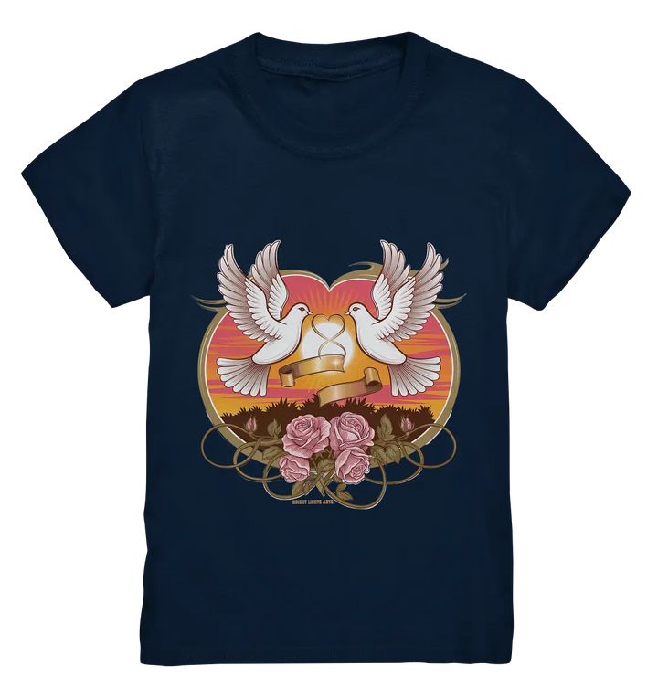 Wahre Liebe - Tauben und Rosen Symbol der Romantik - Kids Premium Shirt Bright Lights Arts