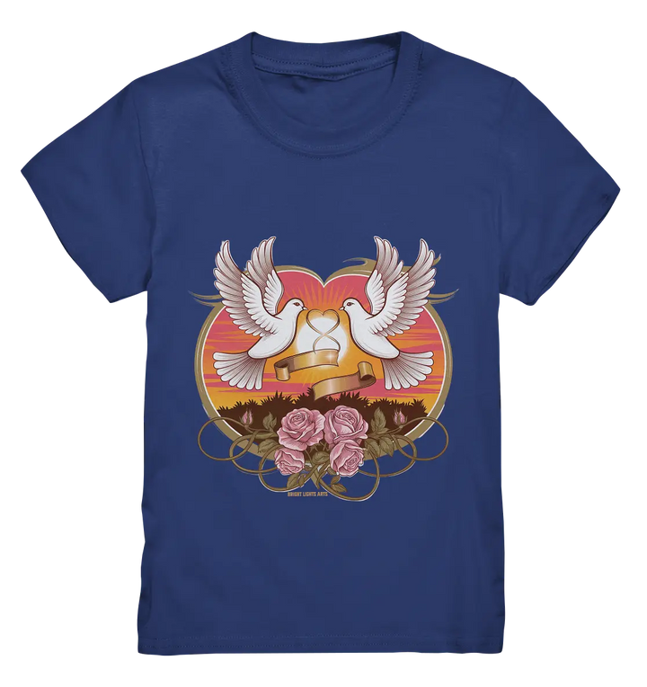 Wahre Liebe - Tauben und Rosen Symbol der Romantik - Kids Premium Shirt Bright Lights Arts