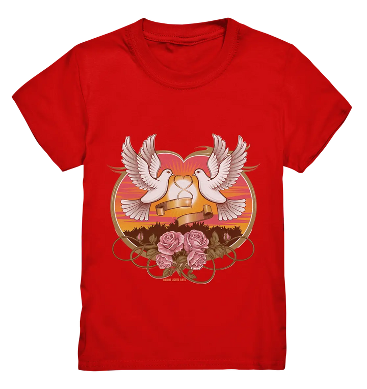 Wahre Liebe - Tauben und Rosen Symbol der Romantik - Kids Premium Shirt Bright Lights Arts