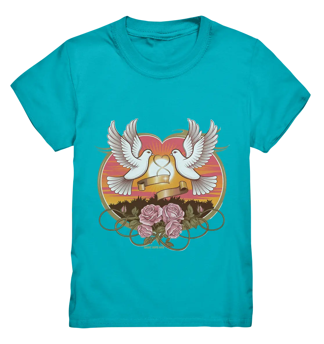 Wahre Liebe - Tauben und Rosen Symbol der Romantik - Kids Premium Shirt Bright Lights Arts