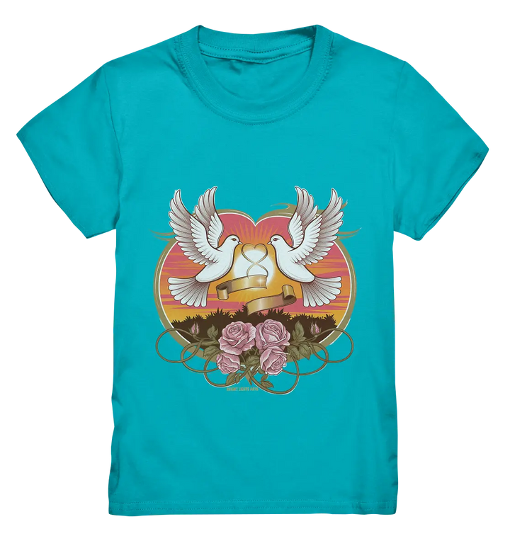 Wahre Liebe - Tauben und Rosen Symbol der Romantik - Kids Premium Shirt Bright Lights Arts