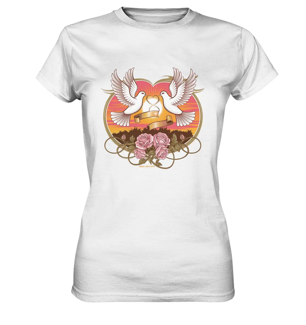 Wahre Liebe - Tauben und Rosen Symbol der Romantik - Ladies Premium Shirt Bright Lights Arts