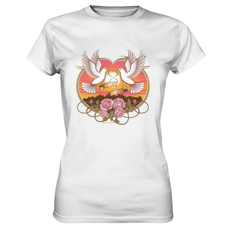 Wahre Liebe - Tauben und Rosen Symbol der Romantik - Ladies Premium Shirt Bright Lights Arts