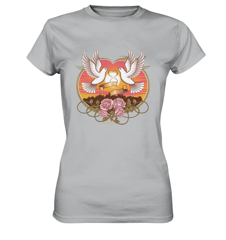Wahre Liebe - Tauben und Rosen Symbol der Romantik - Ladies Premium Shirt Bright Lights Arts