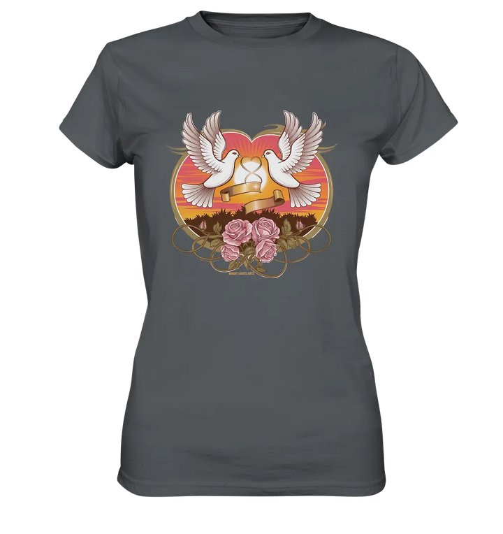 Wahre Liebe - Tauben und Rosen Symbol der Romantik - Ladies Premium Shirt Bright Lights Arts