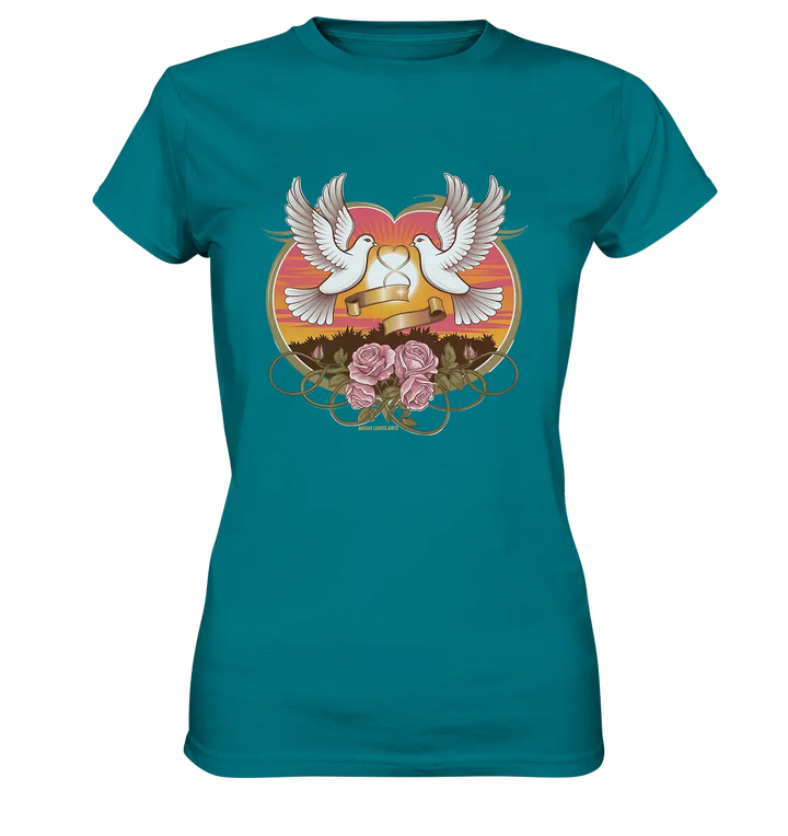 Wahre Liebe - Tauben und Rosen Symbol der Romantik - Ladies Premium Shirt Bright Lights Arts