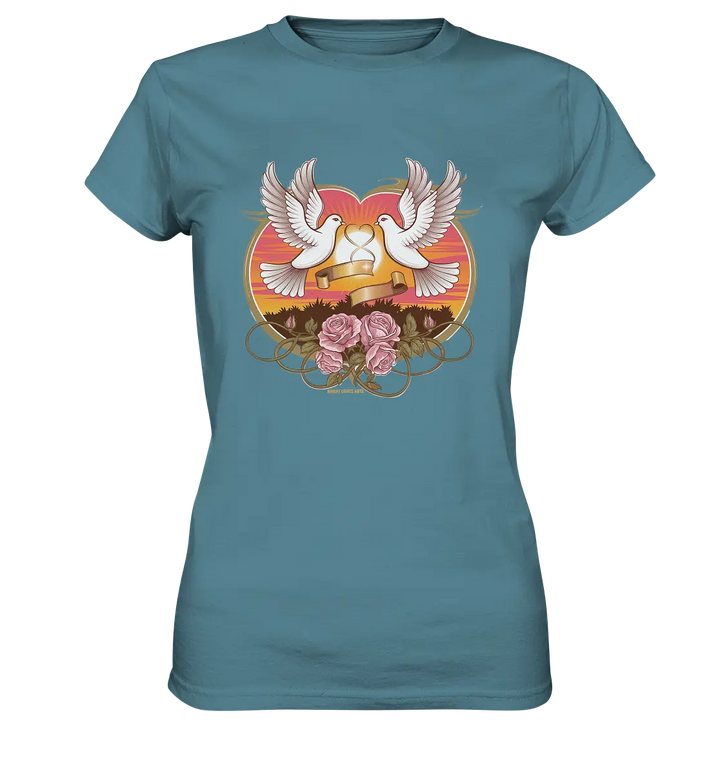 Wahre Liebe - Tauben und Rosen Symbol der Romantik - Ladies Premium Shirt Bright Lights Arts