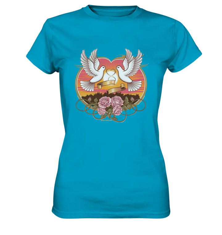 Wahre Liebe - Tauben und Rosen Symbol der Romantik - Ladies Premium Shirt Bright Lights Arts